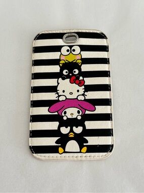 HELLO KITTY x LOUNGEFLY 40th Anniversary luggage tag ID holder black white pink